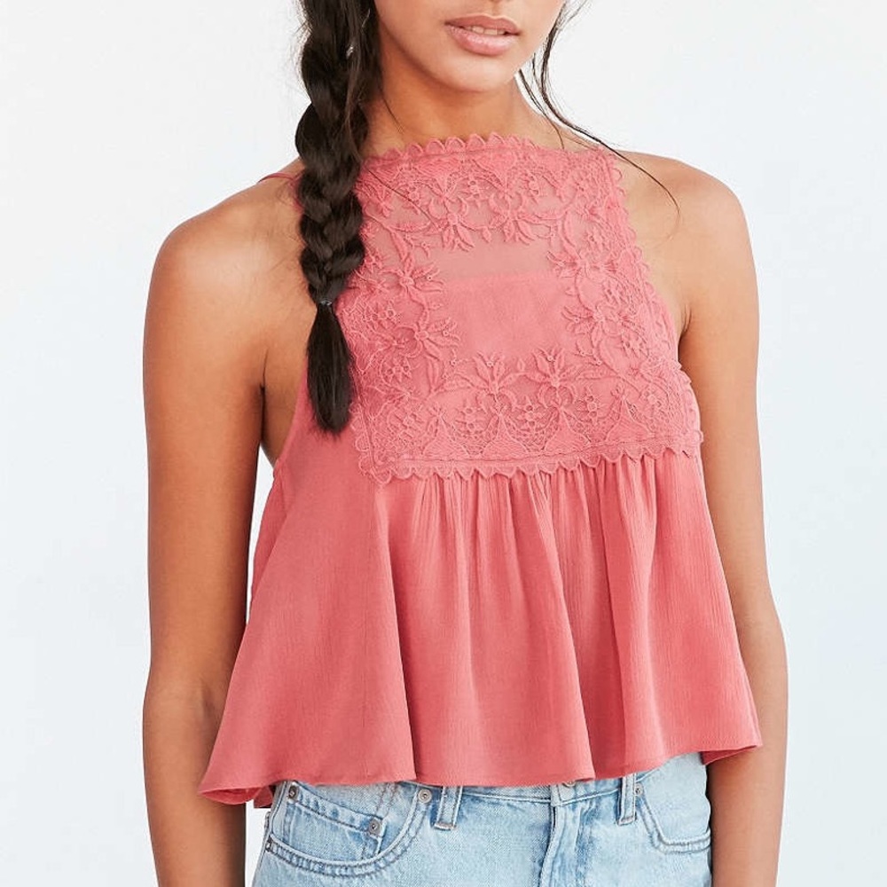 Light Pink/Coral Embroidered Cami Top